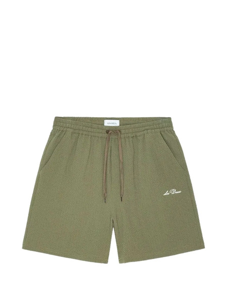  Les Deux Seersucker Drawstring Shorts - Green 