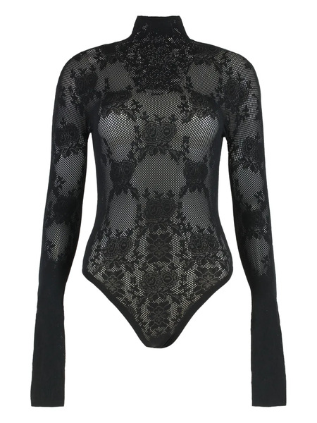  Les Filles D'eva Flower-lace Turtleneck Bodysuit - Black 