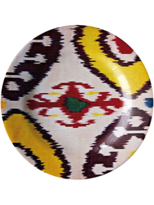 Les-ottomans Ikat Ceramic Plate (19cm) - White 