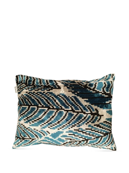  Les-ottomans Leaf-patterned Decorative Cushion - Blue 