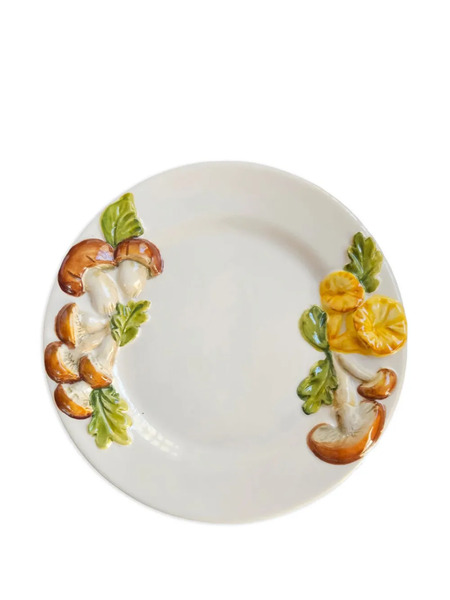  Les-ottomans Mushroom Hand-painted Ceramic Flat Plate - White 