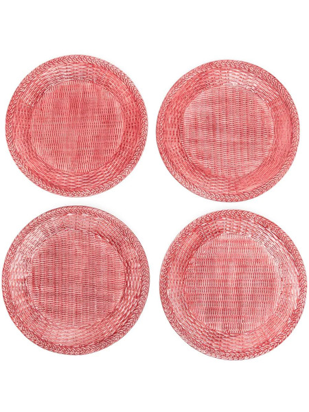  Les-ottomans Woven Porcelain Plates (set Of Four) - Red 