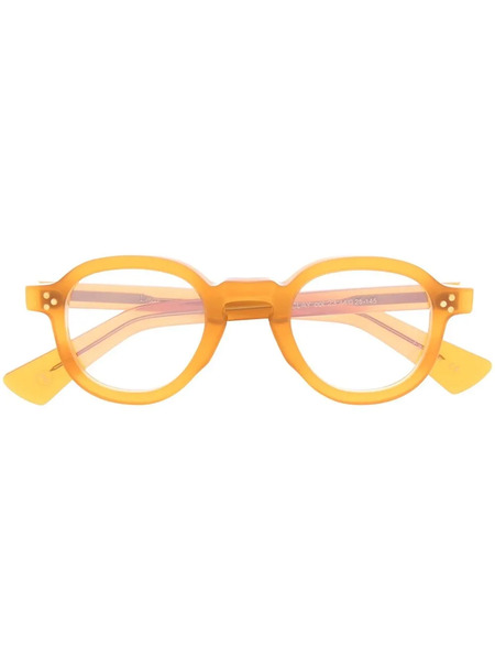  Lesca Logo-print Round-frame Glasses - Orange 
