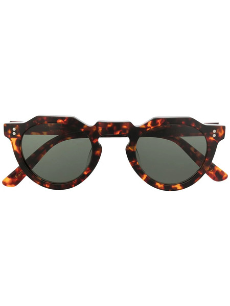  Lesca Pica Flat-top Round-frame Sunglasses - Brown 