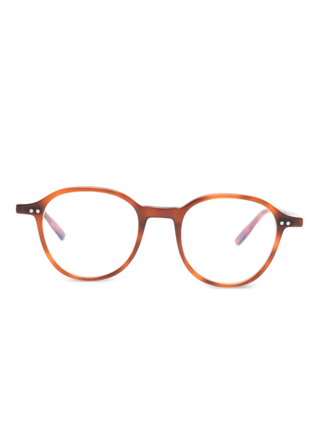  Lesca Puno Round-frame Glasses - Brown 