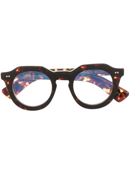  Lesca Round-frame Tortoiseshell-effect Glasses - Brown 