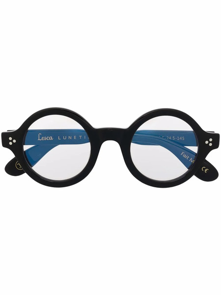  Lesca Saga Round-frame Glasses - Black 