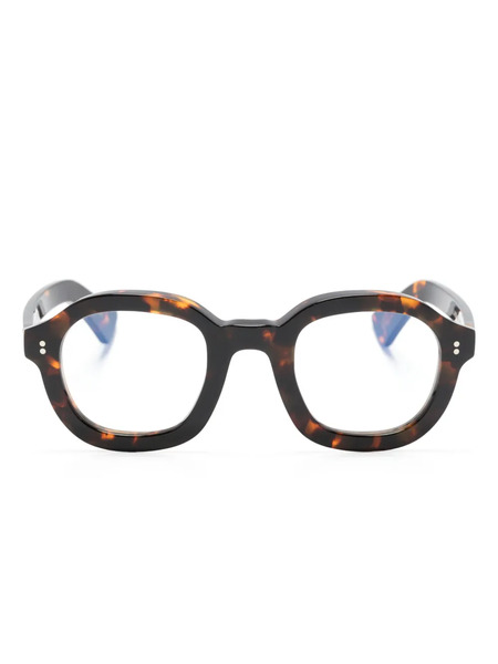  Lesca Tortoiseshell-effect Round-frame Glasses - Brown 