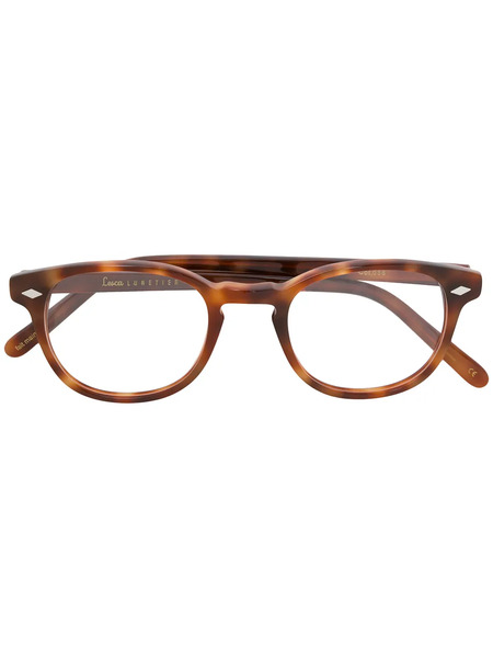  Lesca Tortoiseshell-effect Round Glasses - Brown 