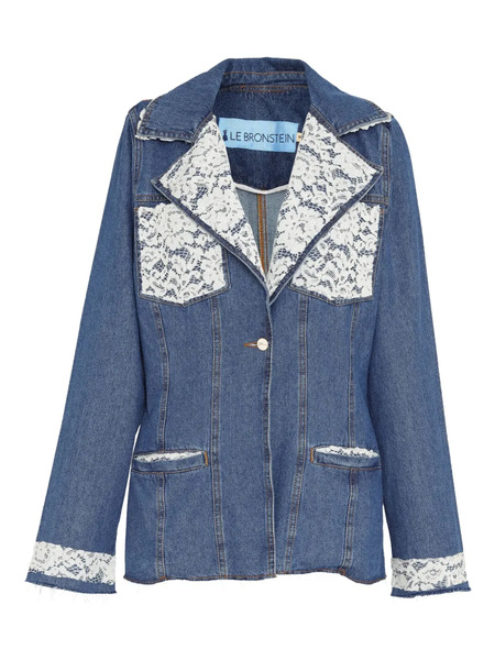  Lethicia Bronstein Lace-trimmed Denim Jacket - Blue 