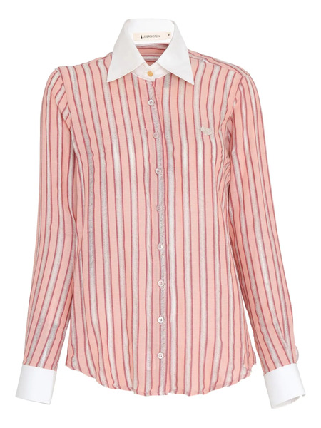  Lethicia Bronstein Striped Embroidered Shirt - Pink 