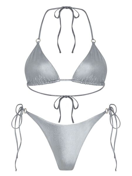  Let's Swim Metallic Bikini Bottoms - Silver 