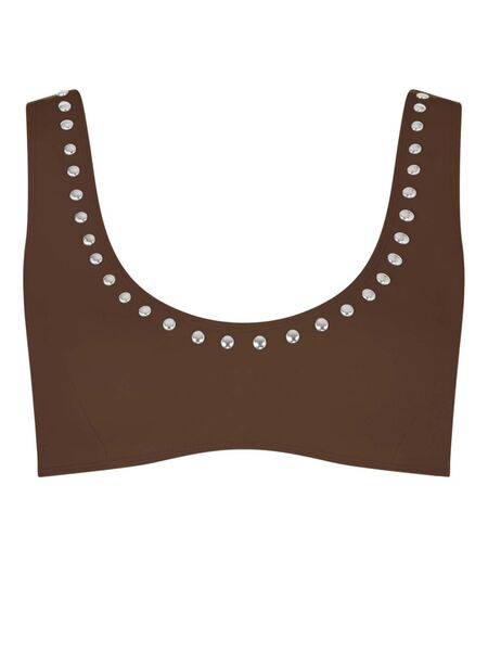  Let's Swim Studded Bikini Top - Brown 