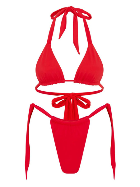  Let's Swim Tie Side Bikini Bottoms - Red 