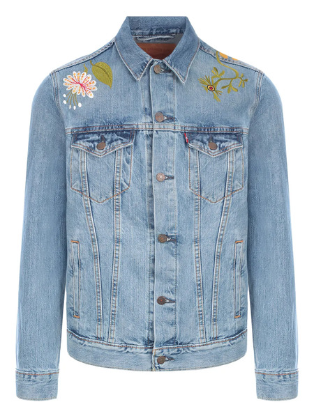  Levi's Floral Embroidered Denim Jacket - Blue 
