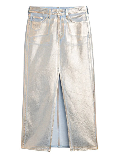  Levi's Zip-fly Logo-patch Midi Skirt - Silver 
