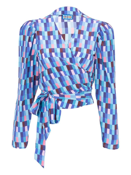  Lhd Odalys Geometric Pattern Blouse - Blue 