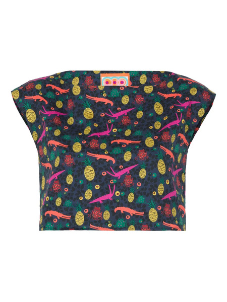  Lhd Pineapple Alligator Print Top - Blue 