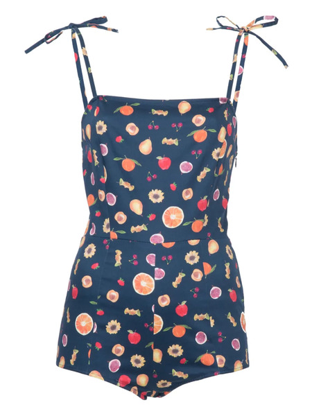  Lhd Tie-strap Printed Bodysuit - Blue 