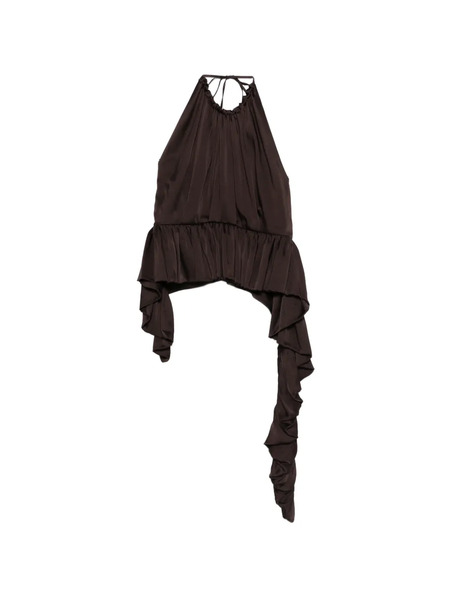  Liberowe Ruffled Peplum Blouse - Brown 