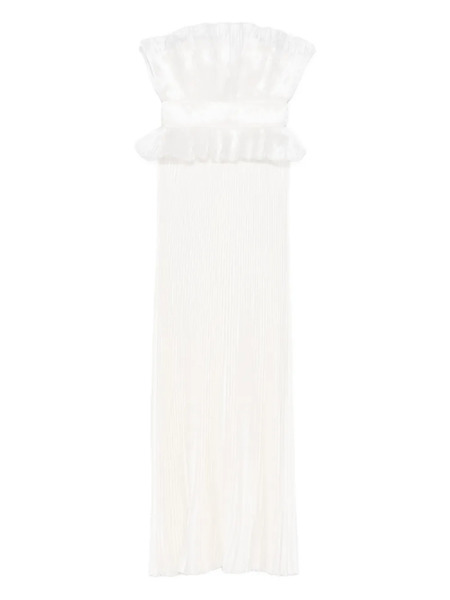  L'idée Masquerade Ruffled-pleated Maxi Dress - Neutrals 