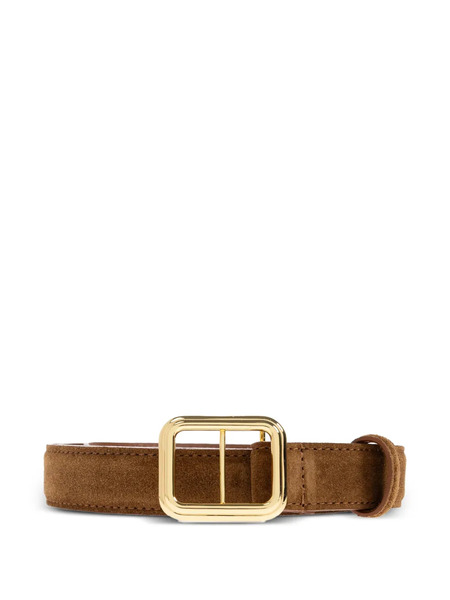  Lie Studio Georgia Calf Suede Square Buckle Belt - Brown 
