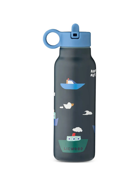  Liewood Falk Boat-print Water Bottle - Blue 
