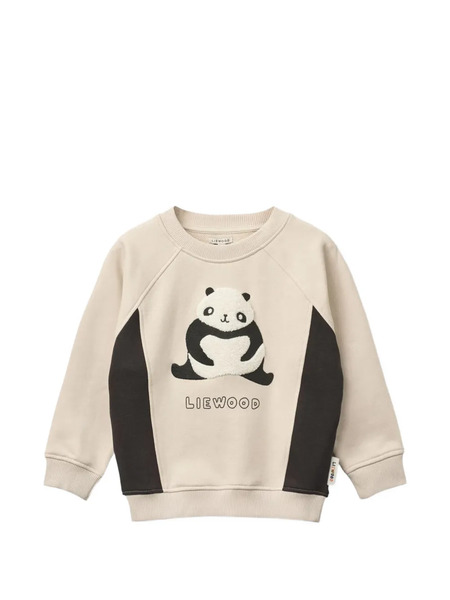  Liewood Panda Appliquéd Colour-block Sweatshirt - Neutrals 
