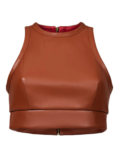  Lika Faux-leather Top - Brown 