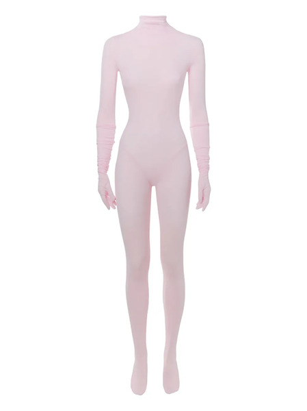  Lika High-neck Gloved Bodysuit - Pink 