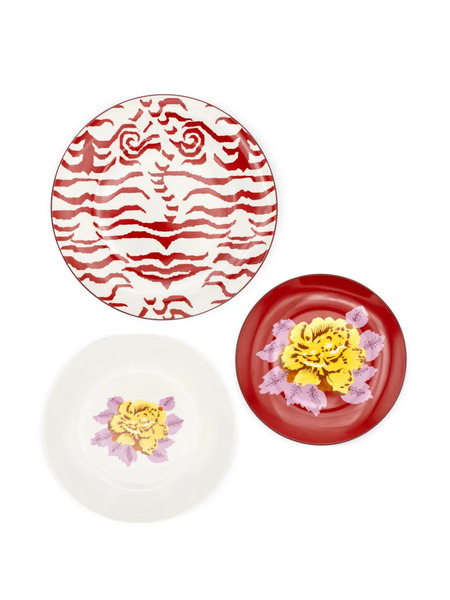  Lisa Corti Indian Tiger Plate Set - Red 