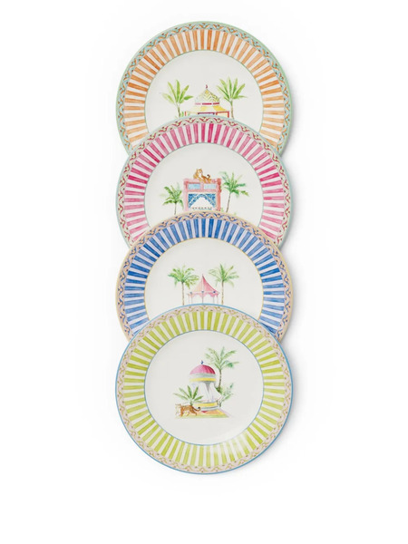  Lisa Corti Sariska Dessert Plates (set Of Four) - Green 