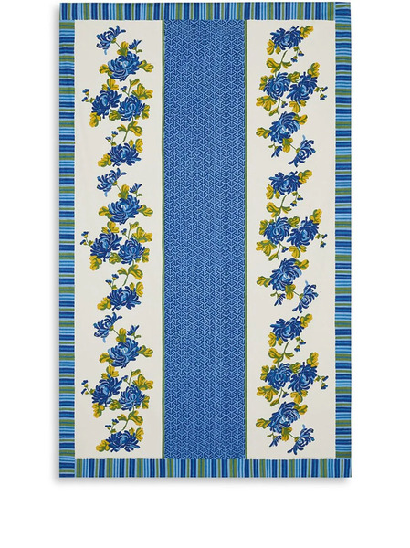  Lisa Corti Vienna Floral-print Rectangular Tablecloth - Blue 
