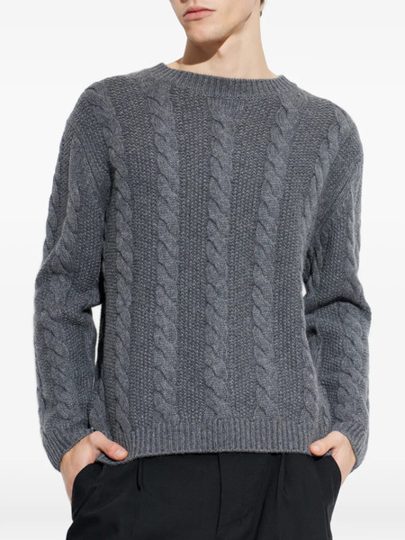  Lisa Yang Cable-knit Crew-neck Sweater - Grey 