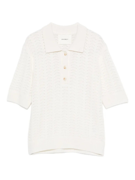  Lisa Yang Openwork Polo Knitted Top - Neutrals 