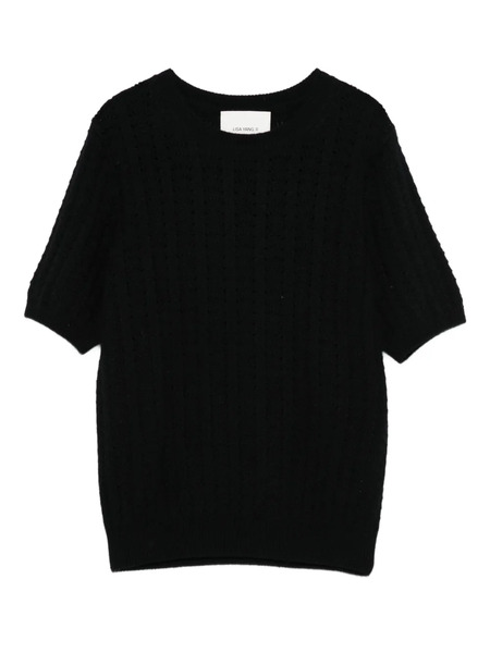 Lisa Yang Openwork Short-sleeve Knitted Top - Black 
