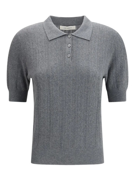  Lisa Yang Puff-sleeve Buttoned Polo Top - Grey 