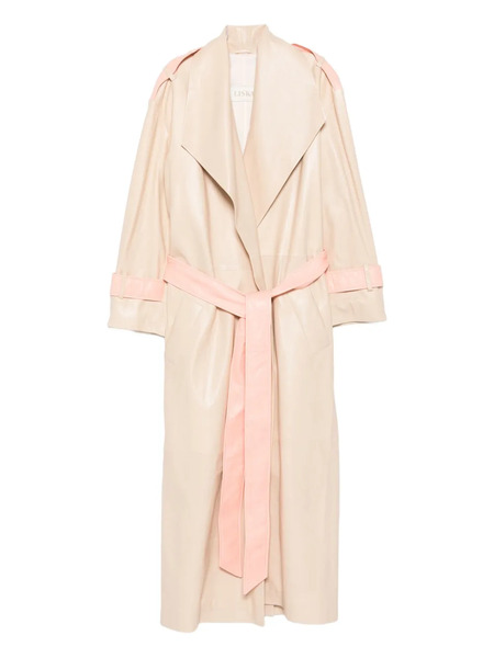  Liska Belted Leather Trench Coat - Neutrals 