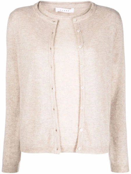  Liska Double-layer Merino-cashmere Cardigan - Neutrals 