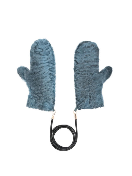  Liska Faux-fur Mittens - Blue 