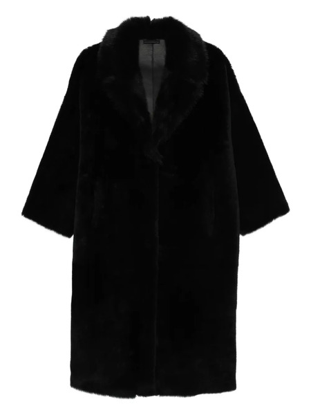  Liska Fur-collar Coat - Black 