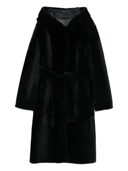  Liska Hooded Belted Coat - Blue 