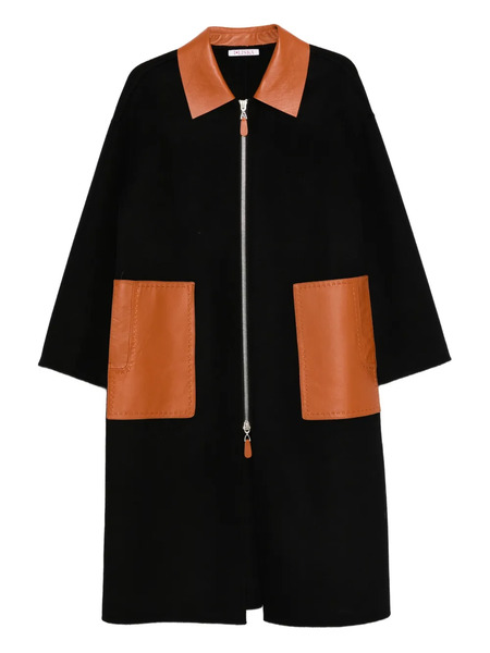  Liska Leather-trim Coat - Black 
