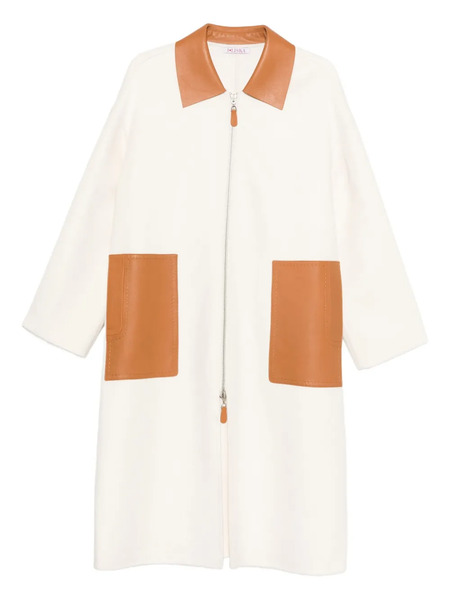  Liska Leather-trim Coat - Neutrals 