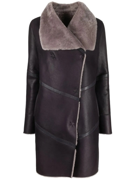  Liska Off-centre Front Fastening Coat - Purple 