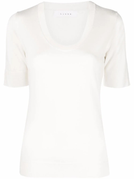  Liska Round-neck Knitted Top - White 