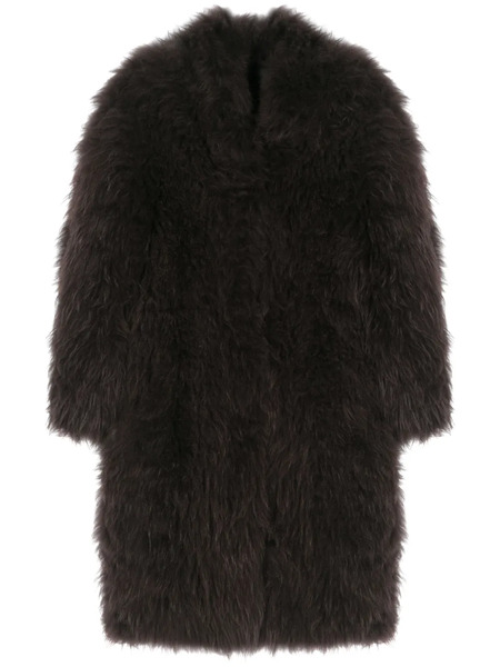  Liska Single-breasted Shearling Coat - Brown 