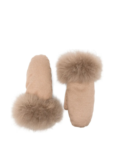  Liska Textured-trim Mittens - Neutrals 