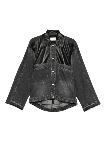  Litkovska Leather-panel Denim Jacket - Grey 