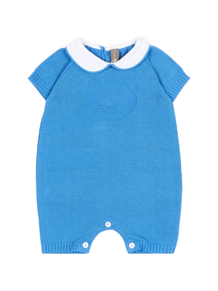  Little Bear Bear-appliqué Romper - Blue 